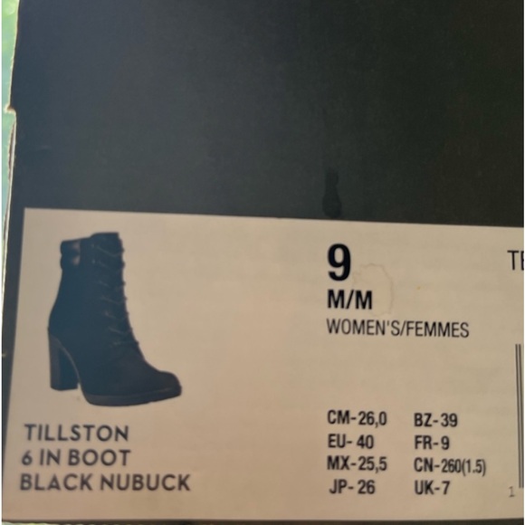 Timberland Black Lace Up Booties Size 9 - Picture 3 of 3